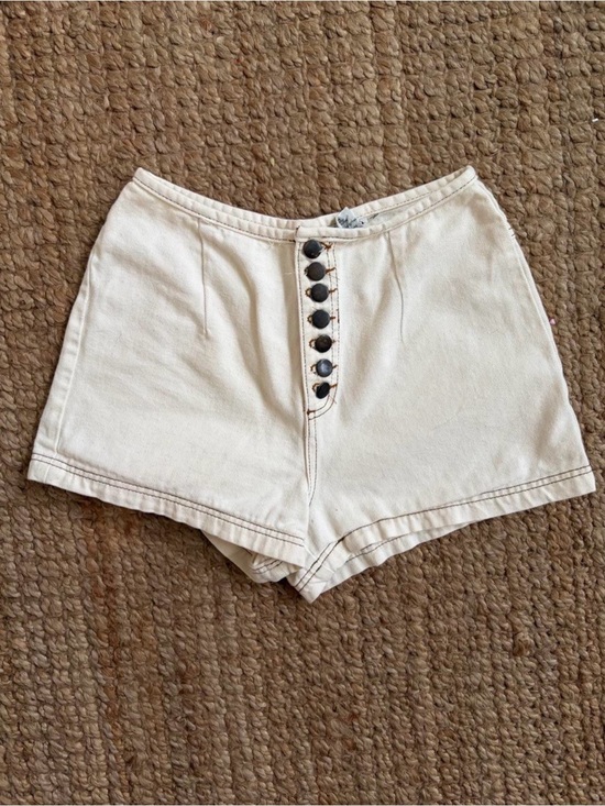 True Blue Pants - High-Rise Cream Button-Fly Women’s Jean Shorts